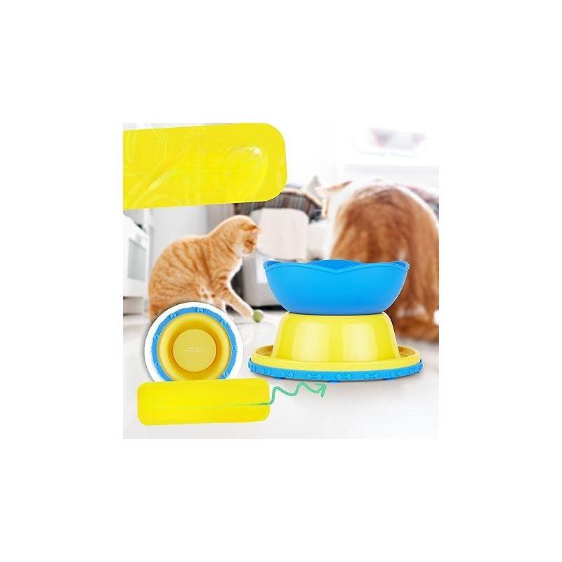 Hertzko Elevated Slow Feeder Bowl for Cats & Small Dogs, Yellow