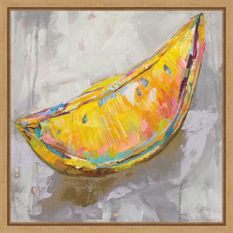 Vibrant Yellow Lemon Wedge Canvas Wall Art Print