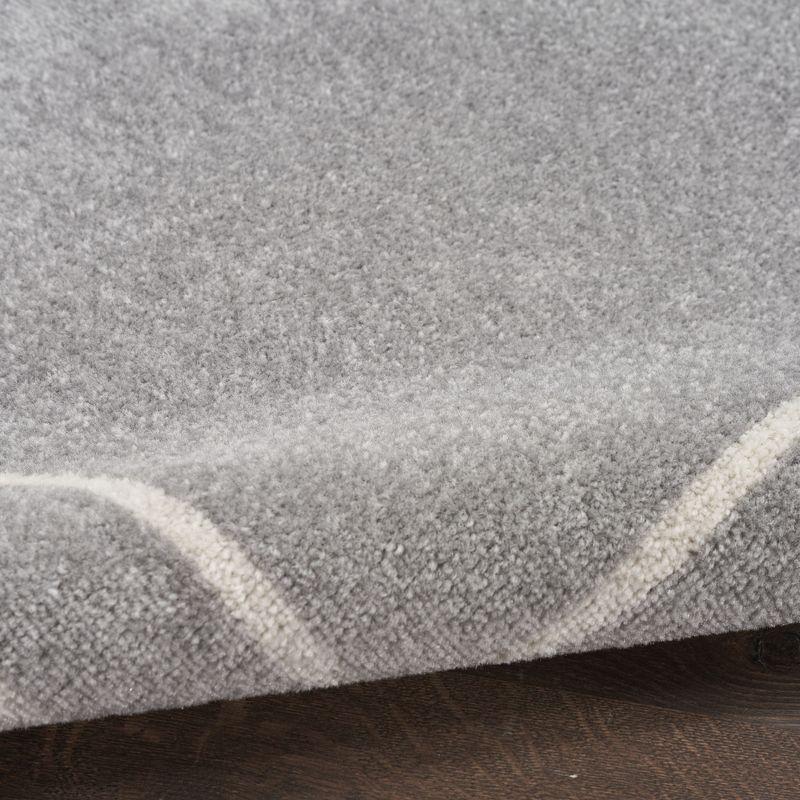 Grey and Ivory Synthetic Reversible Runner Rug