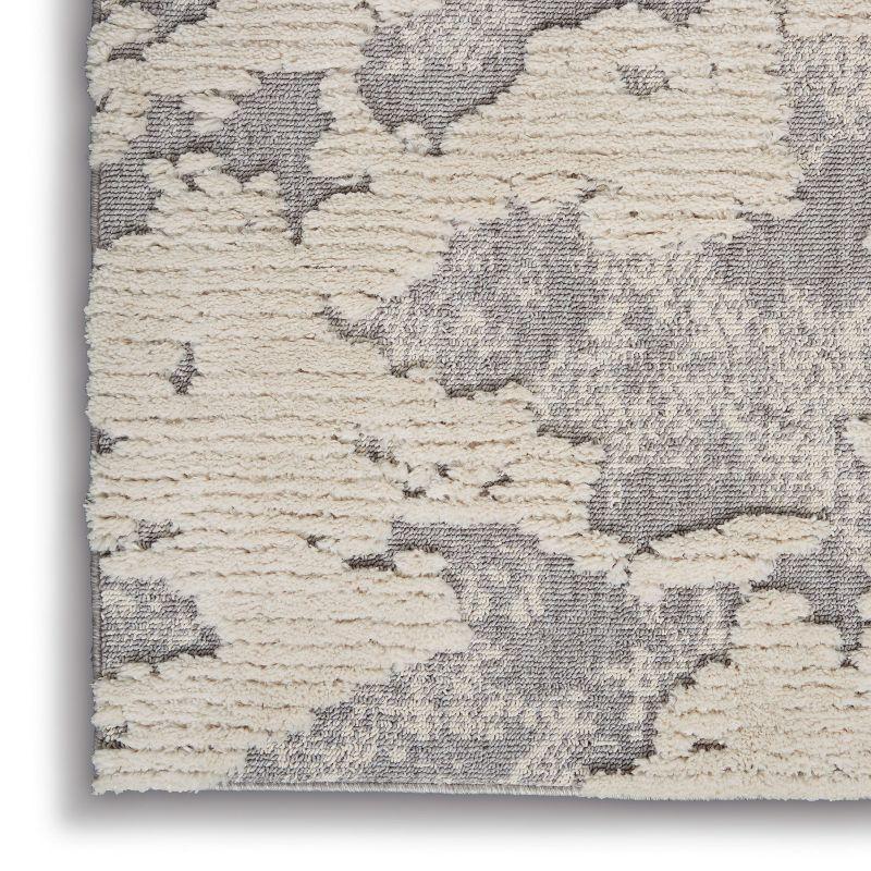 Gray and Ivory Abstract Hand-Knotted Area Rug