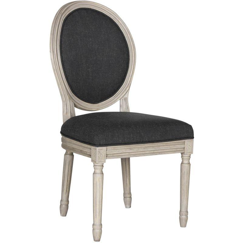 Holloway 19" H French Brasserie Oval Side Chair (Set of 2) - FOX6228 - Charcoal/Grey - Safavieh Couture