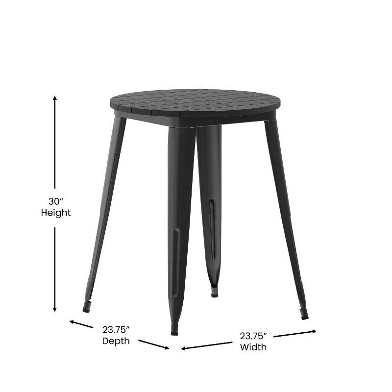 Flash Furniture Declan Commercial Grade Indoor/Outdoor Dining Table, 23.75" Round All Weather Poly Resin Top with Steel Base