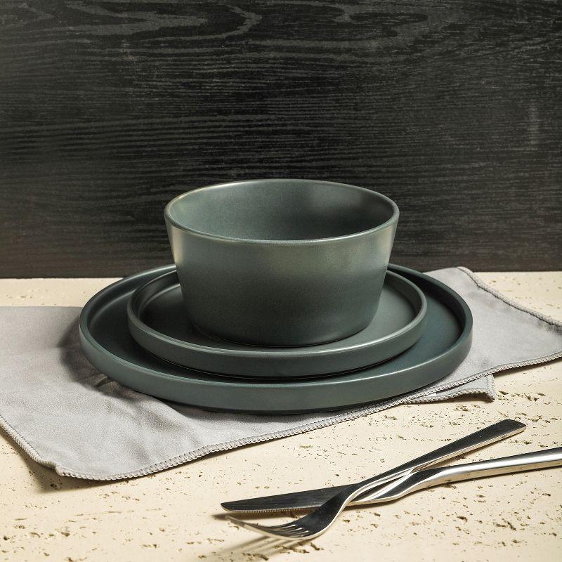 Gray Matte Ceramic 32-Piece Dinnerware Set, Service for 8