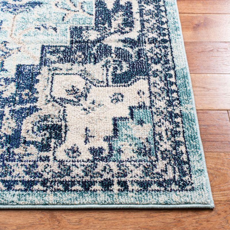 Teal and Navy Rectangular Synthetic Flat Woven Area Rug