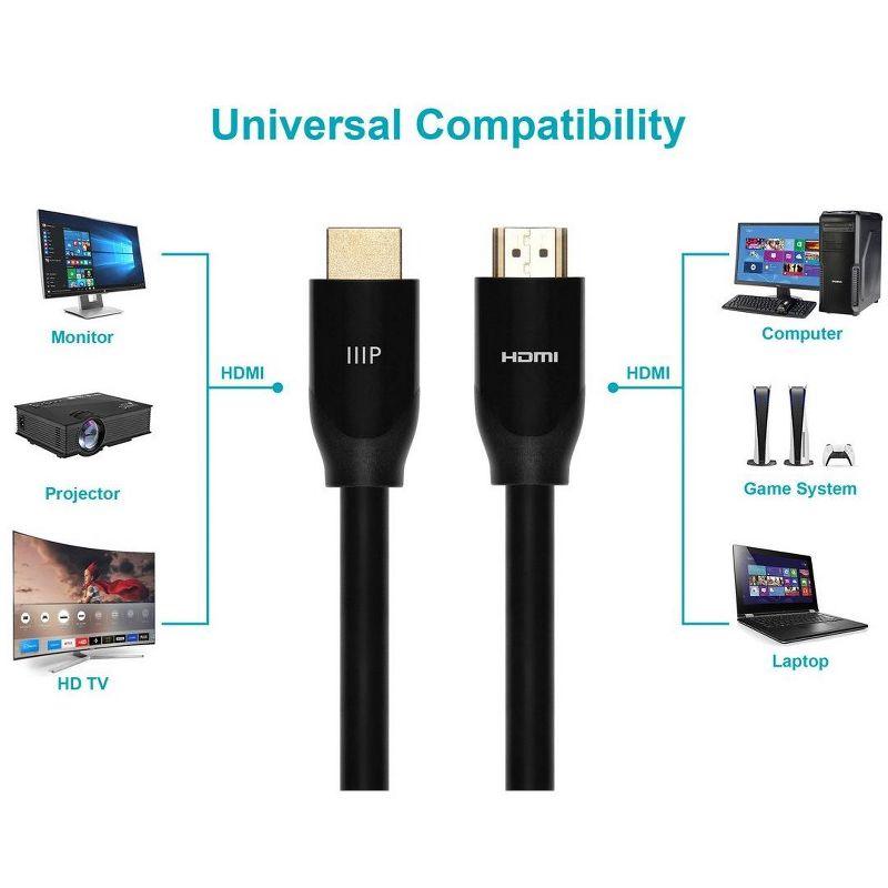 Monoprice HDMI Cable - 6 Feet - Black | Certified Premium, High Speed, 4K@60Hz, HDR, 18Gbps, 28AWG, YUV 4:4:4, Compatible with UHD TV and More