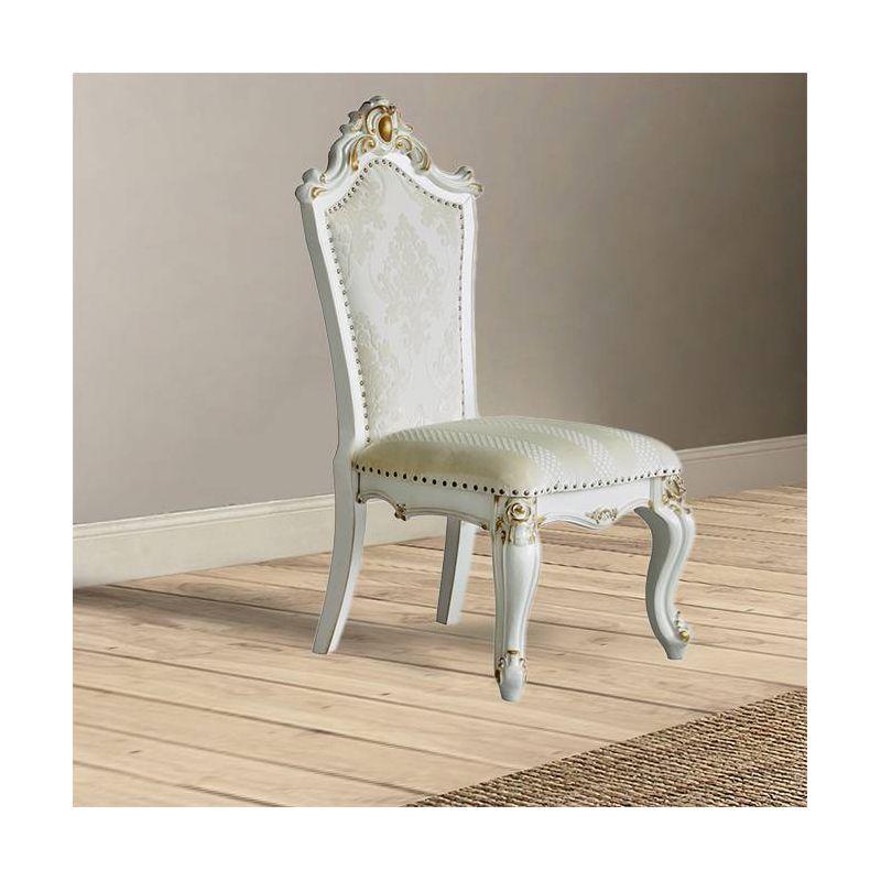 Elegant Beige Faux Leather Upholstered Side Chair with Queen Anne Legs