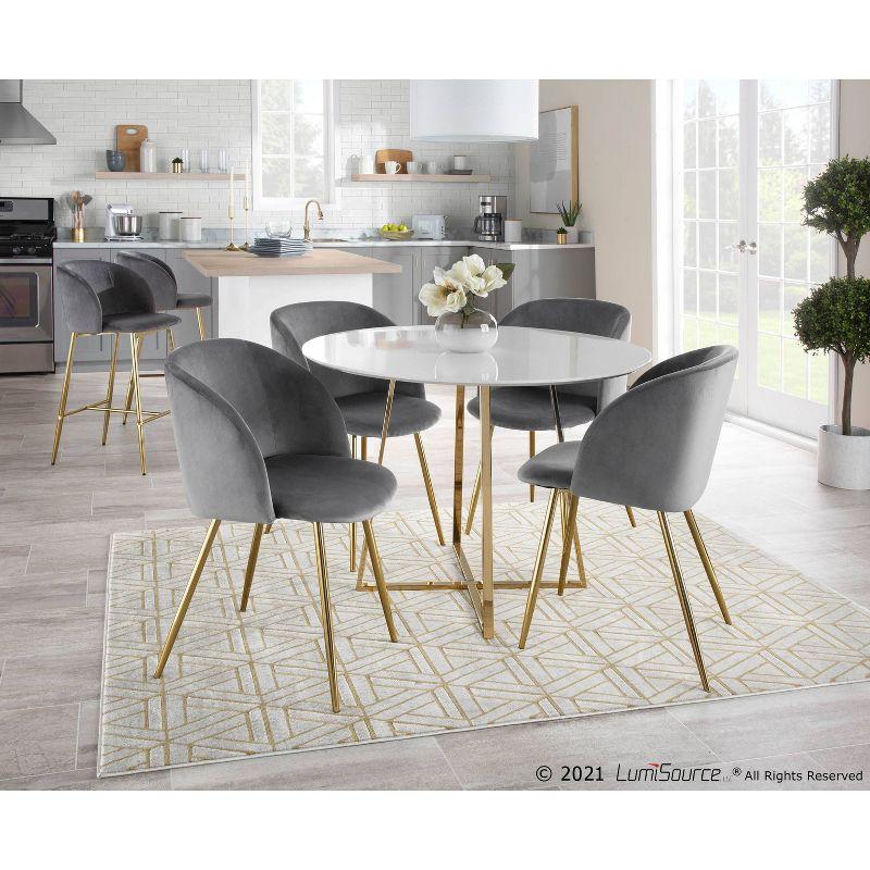 Set of 2 Fran Dining Chairs Velvet/Steel Gold/Silver - LumiSource: Modern Bucket Seat, Tapered Legs