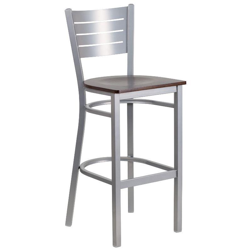 Flash Furniture Silver Slat Back Metal Restaurant Barstool