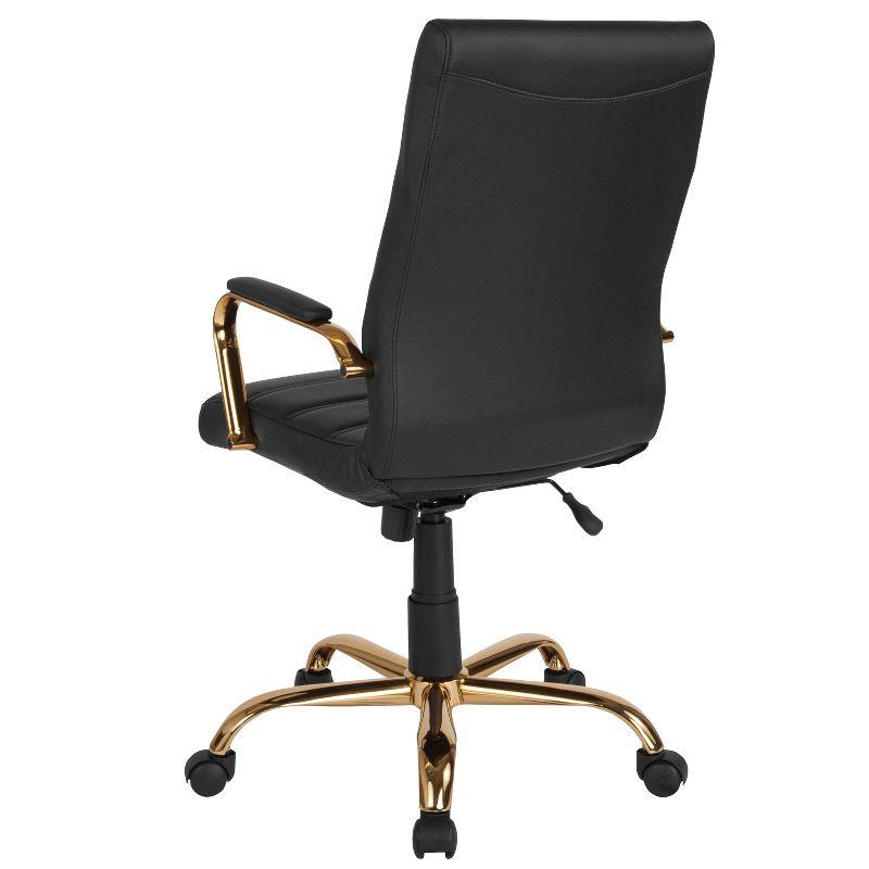 Flash Furniture High Back Black LeatherSoft Executive Swivel Office Chair with Gold Frame and Arms