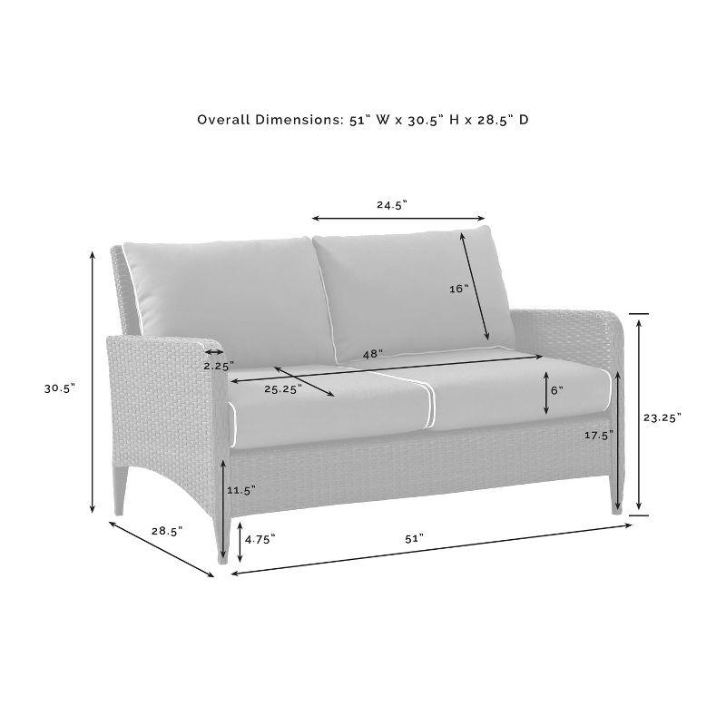 Beige Wicker Outdoor Loveseat with Steel Frame