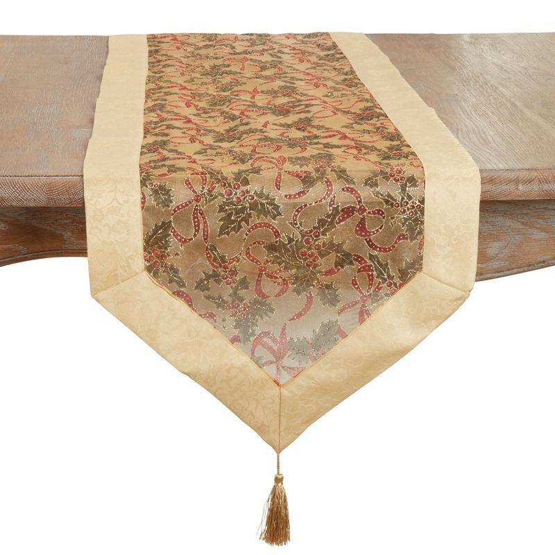 Saro Lifestyle Ilex Golden Holiday Table Runner