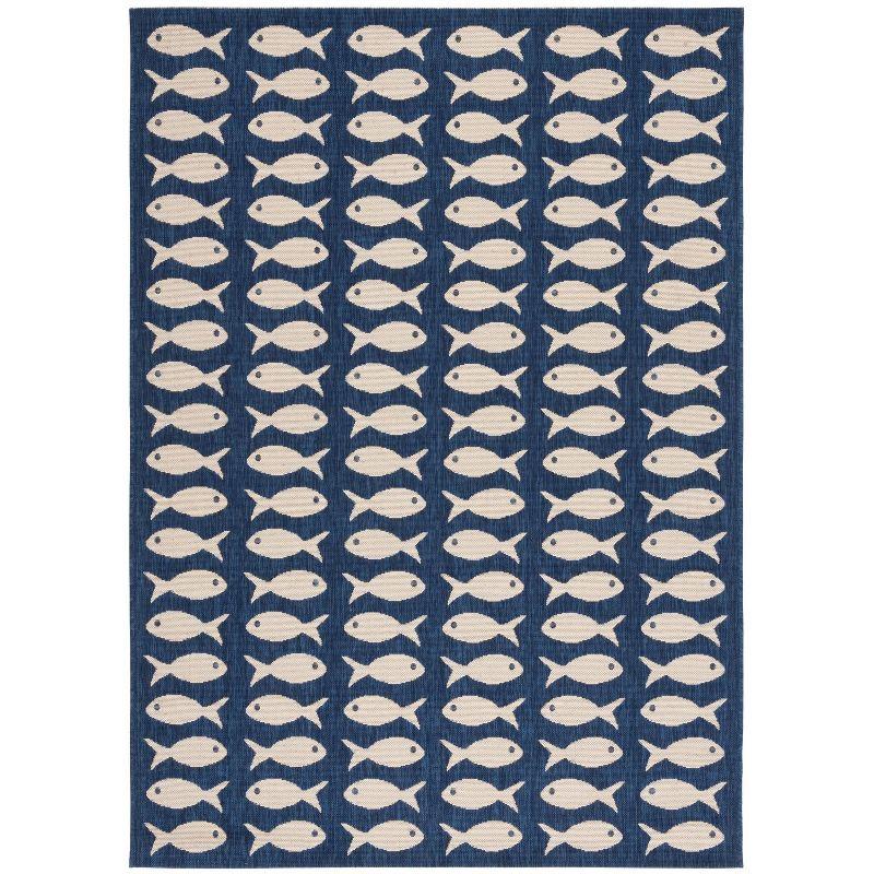 Courtyard CY6013 Power Loomed Indoor and Outdoor Area Rug - Navy/Beige - 5'3"x7'7" - Safavieh