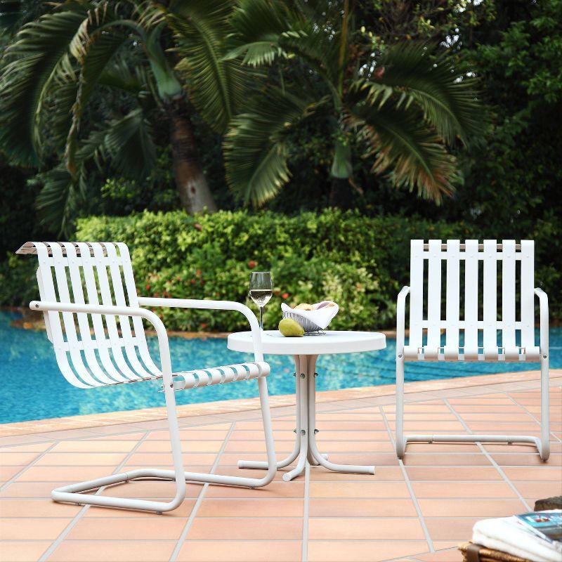 Alabaster White Retro 3-Piece Metal Outdoor Seating Set