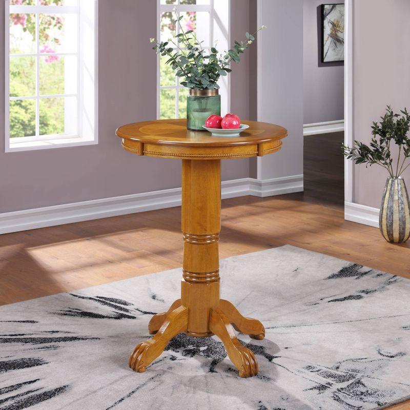 Fruitwood Round Casual Wood Bar Height Pub Table