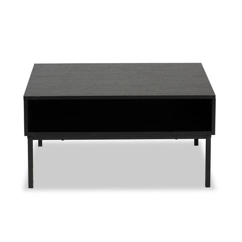 Haben Two-Tone Wood Coffee Table Oak Brown/Black - Baxton Studio: Industrial Style, Square Shape, Metal Frame