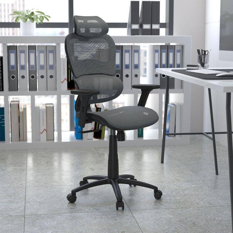 ErgoFlex 360 High-Back Mesh Swivel Office Chair with Adjustable Arms in Gray