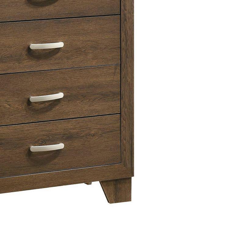 32" Brown Oak 5-Drawer Chest with Metal Handles