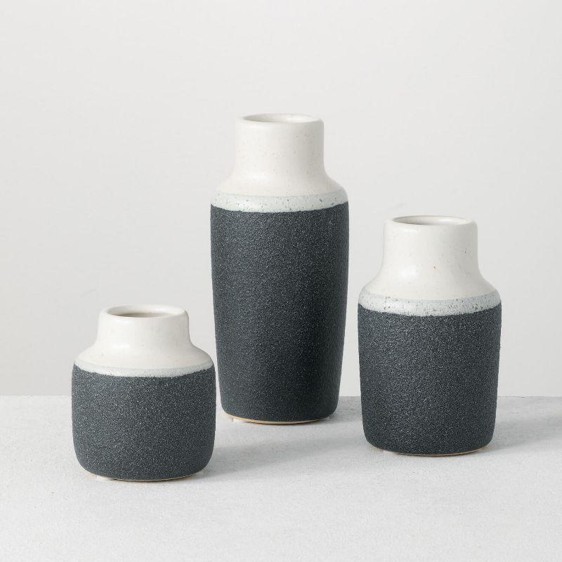 Trio of Timeless Ceramic Vases in White and Black