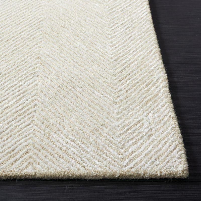 Ivory and Beige Hand-Tufted Wool and Viscose Area Rug, 8' x 10'