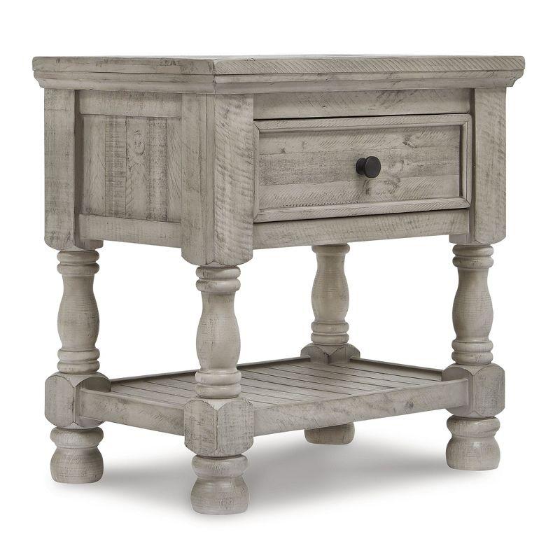 Gray Traditional 1-Drawer Nightstand with USB Ports