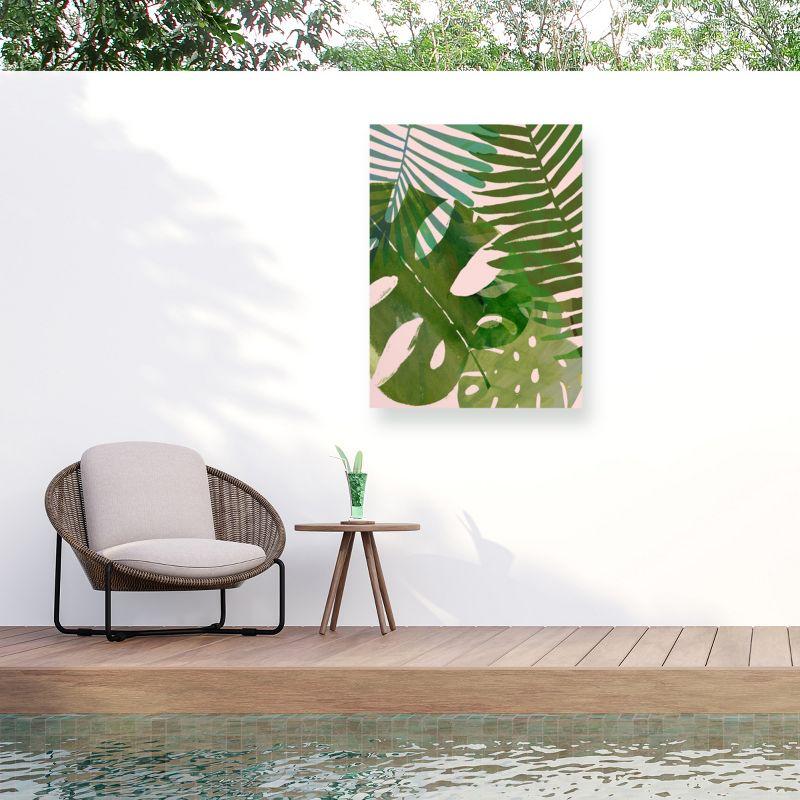 Tropical Tangle Green and Pink Outdoor Canvas Print