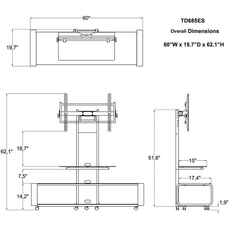 TransDeco Flat panel TV mounting system w/ 3 AV shelves for up to 85Inch plasma or LCD/LED TVs - Espresso/Black