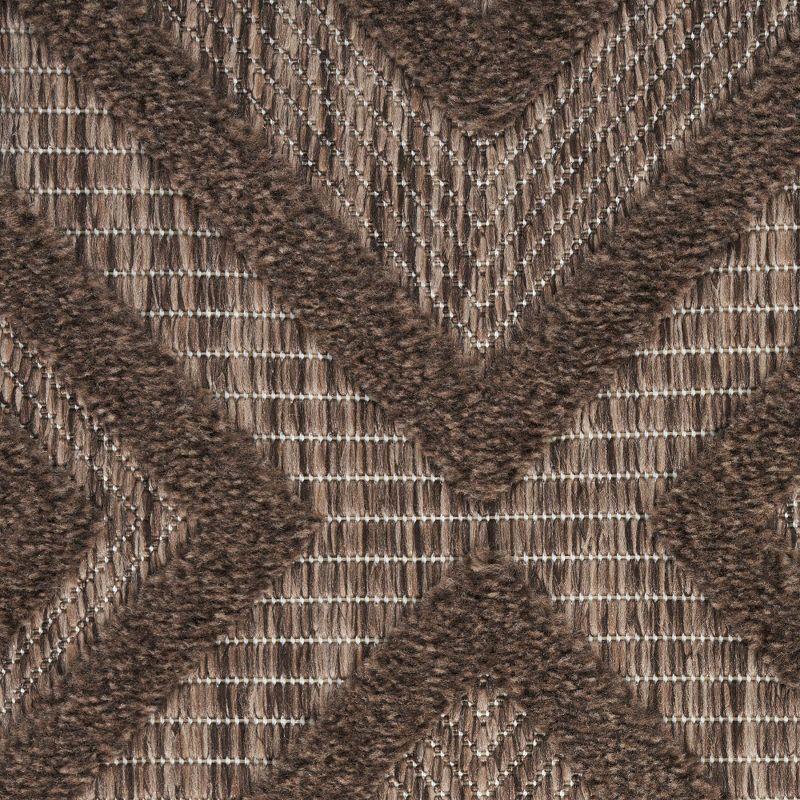 Nourison Versatile Diamond Geometric Flatweave Indoor Outdoor Area Rug Brown 5' x 7'