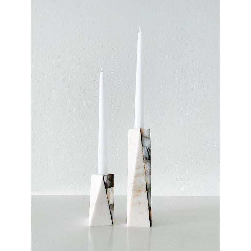 Mother Of Pearl Marble Marble Tabletop Candlestick