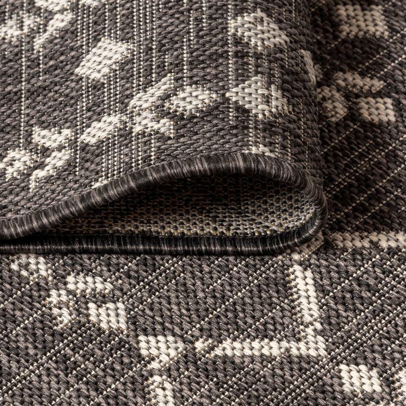3'x5' Ourika Moroccan Geometric Textured Weave Indoor/Outdoor Area Rug, Black/Gray - JONATHAN Y