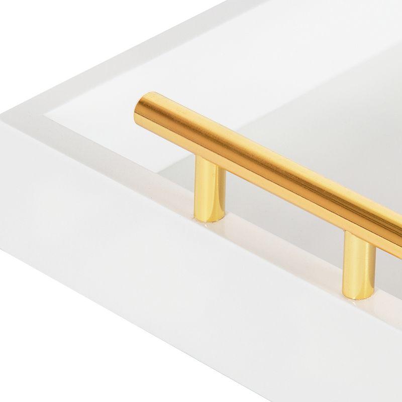 Lipton Sleek White and Gold Rectangular Wood Decorative Tray