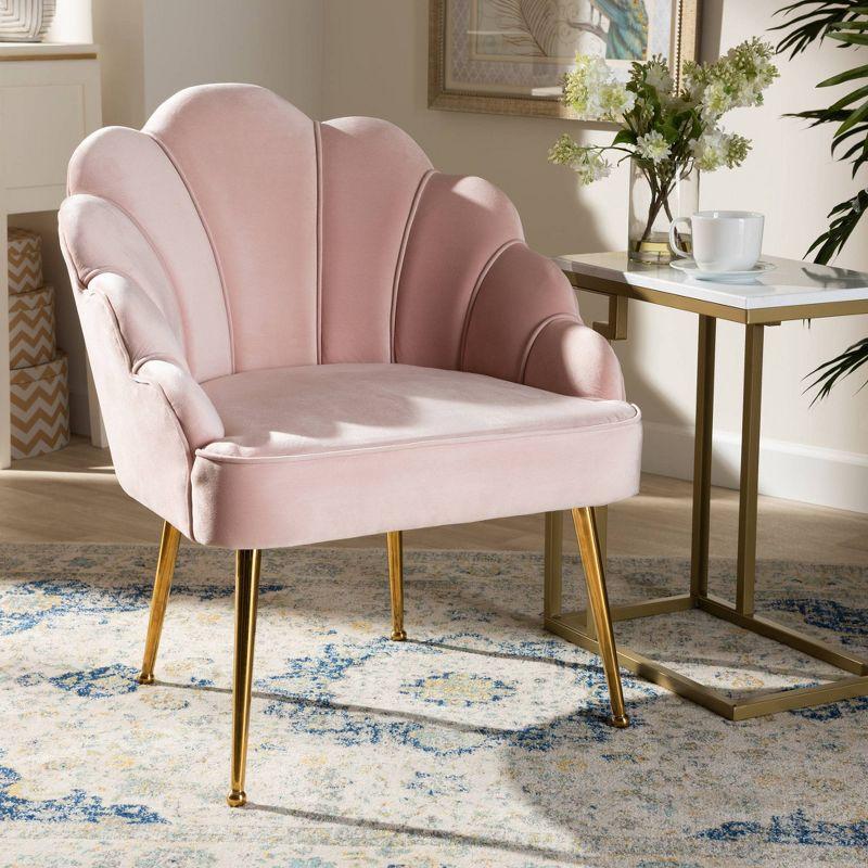 Cinzia Velvet Upholstered Seashell Shaped Accent Chair - Baxton Studio