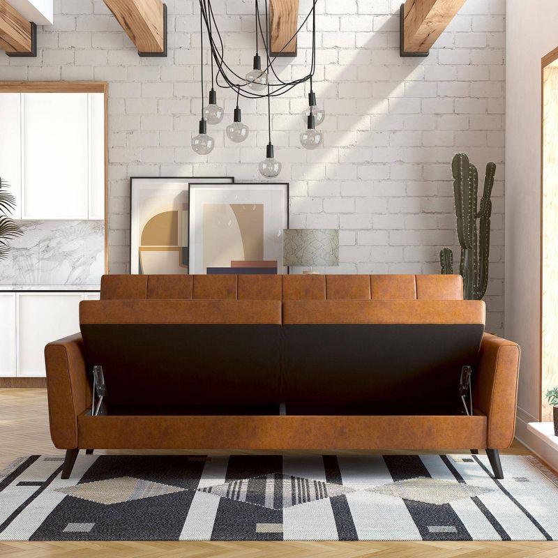 Dorel Home Products Parker Faux Leather Futon with Storage Camel