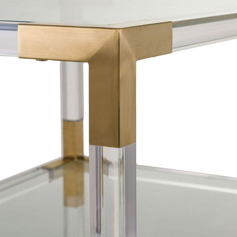 Elegant Gold Rectangular Metal and Glass End Table