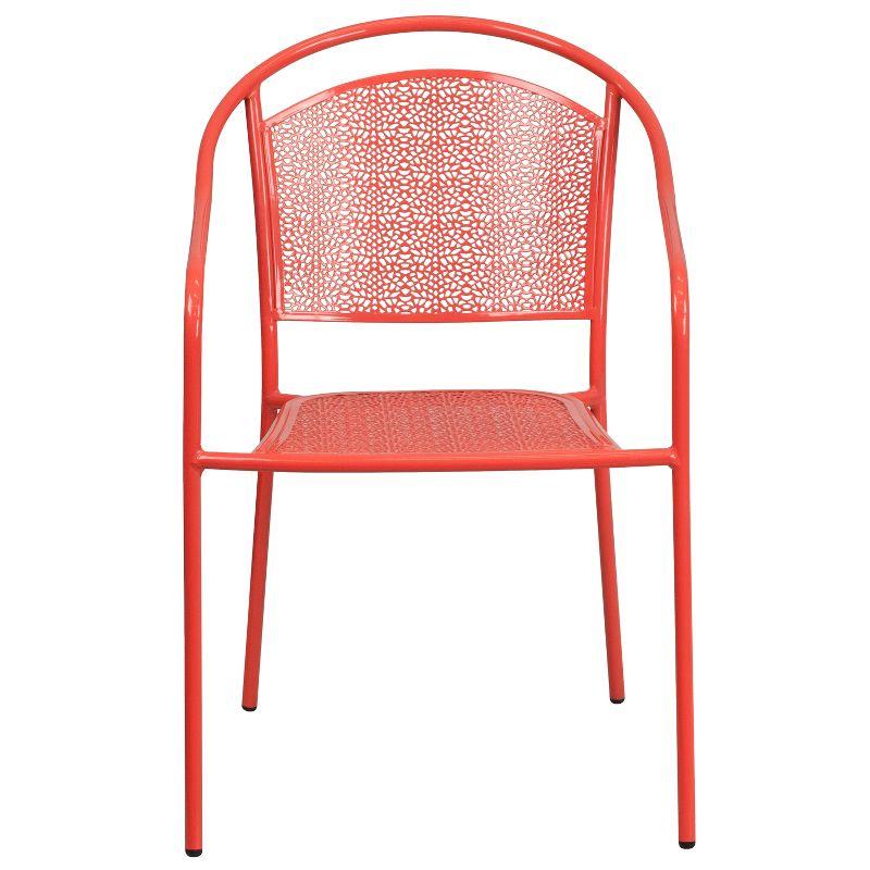 Coral Pink Metal Rain Flower Design Arm Chair