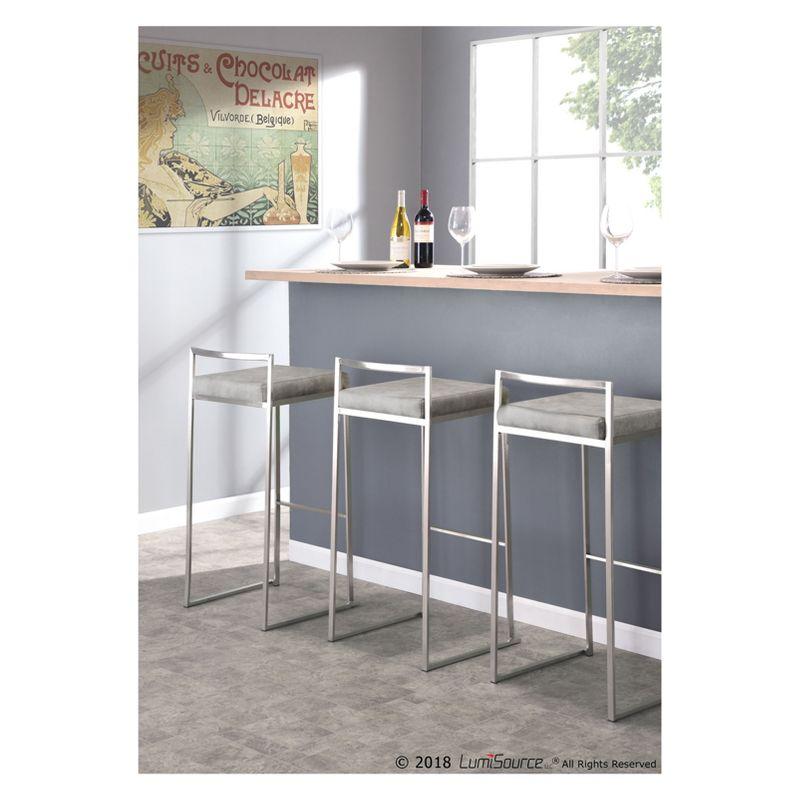 Set of 2 30" Fuji Contemporary Stackable Barstools Stainless Steel - Lumisource