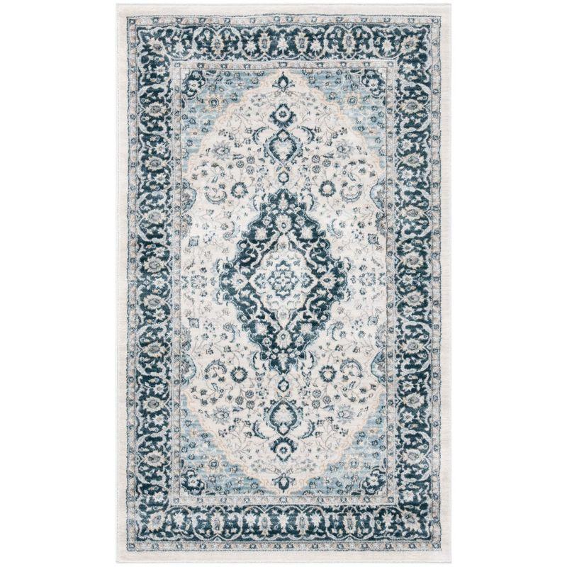 Isabella ISA919 Power Loomed Area Rug - Cream/Dark Blue - 4'x6' - Safavieh