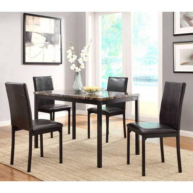 Set of 4 Arjen Dining Chairs Black - Boraam: Faux Leather, Metal Frame, Contemporary Style