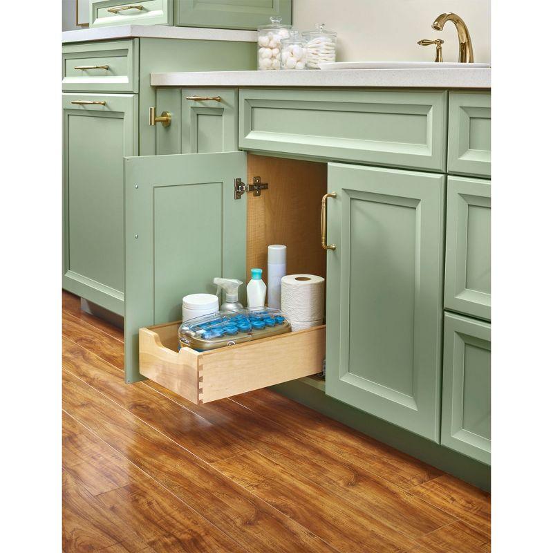 Rev-A-Shelf Single Wooden Drawer Pull Out Shelf Kitchen Storage Organizer with Soft Close Sides