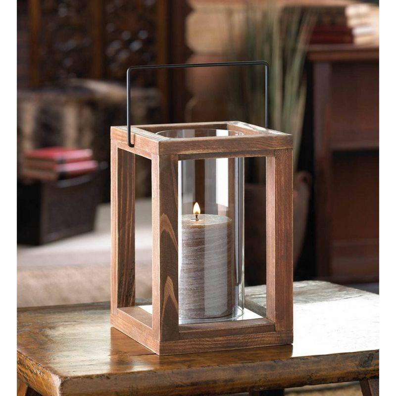 8" Wood Rustic Garden Outdoor Lantern Bronze - Zingz & Thingz: Candle Holder, Farmhouse Decor, Indoor/Outdoor Use