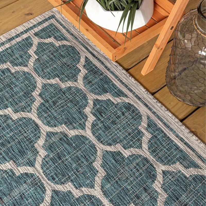 Trebol Moroccan Trellis Textured Weave Indoor/Outdoor Area Rug - JONATHAN Y