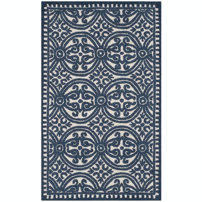 Hand-Tufted Ivory Geometric Wool Area Rug 4' x 6'