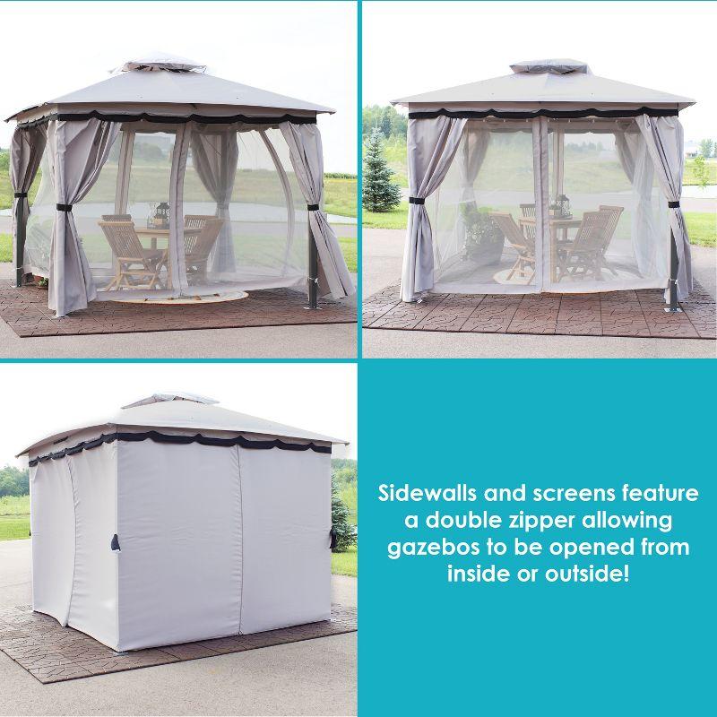 Sunnydaze Soft Top Rectangle Patio Gazebo with Screens and Privacy Walls for Backyard, Garden or Deck - Gray