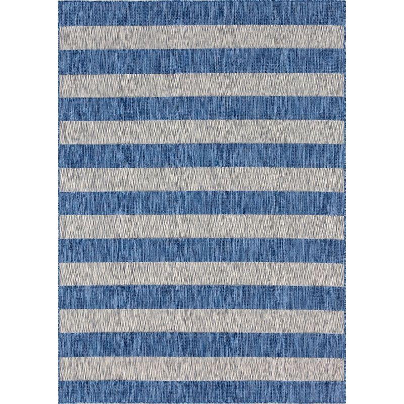 Unique Loom 7' 1 x 10' 0 Rectangle Indoor/Outdoor Striped Blue Area Rug