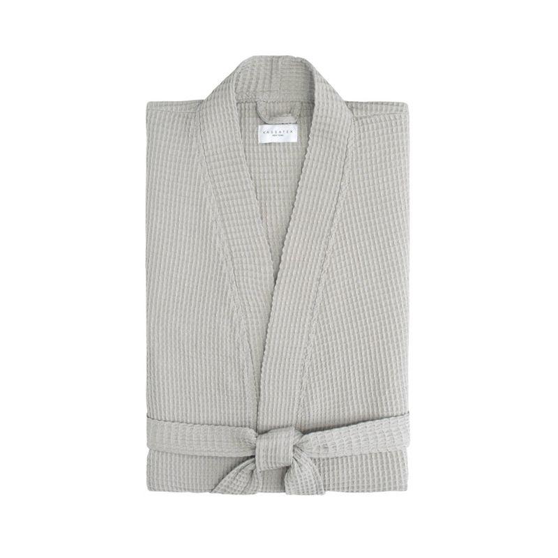 Grey Cotton Waffle Weave Unisex Bathrobe L/XL