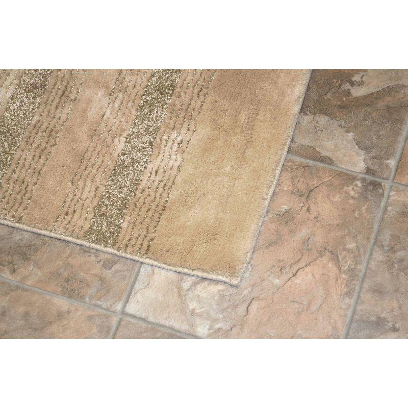 Essence 3-Piece Nylon Washable Bathroom Rug Set in Linen