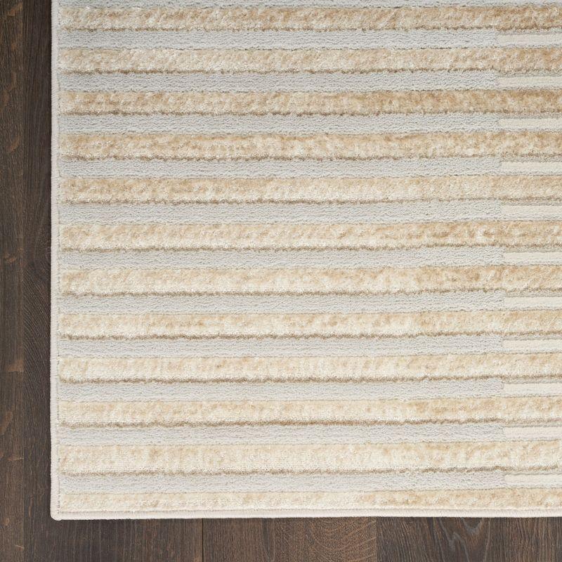 Brushstrokes Abstract Machine Woven Polyester/Polypropylene Area Rug in Beige