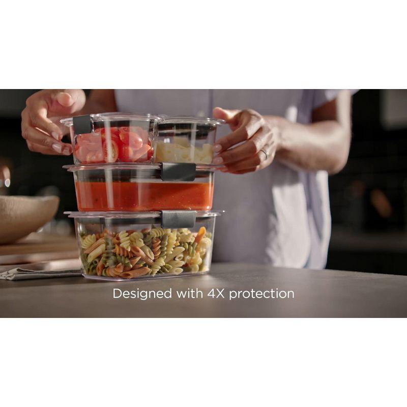 Rubbermaid 6pc Brilliance Round Food Storage Container Set: Plastic Containers with Lids, Dishwasher-Safe, Clear