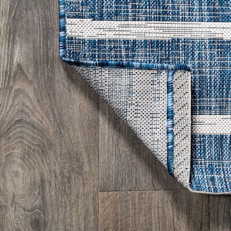 2'x10' Colonia Berber Stripe Indoor/Outdoor Runner Rug, Blue/Ivory - JONATHAN Y