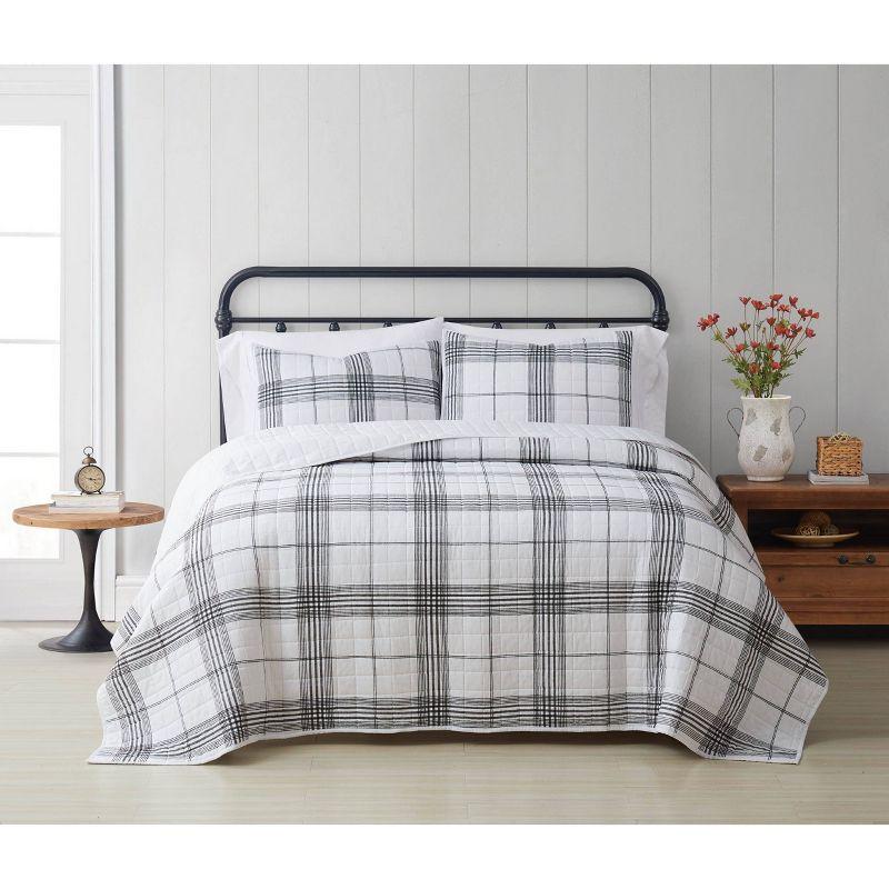 Cottage Classics Cottage Plaid Quilt Set White/Black