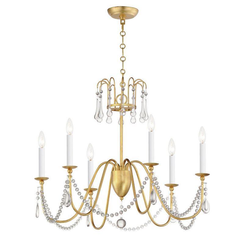 Gold Leaf Crystal 6-Light Candle Style Chandelier